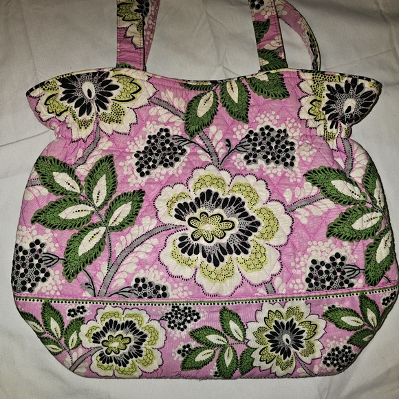 Vera Bradley Priscilla Pink Purse Shoulder Tote Bag Handbag Floral Pics Of Flaw - Picture 3 of 16